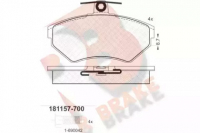 R BRAKE rb1157700 -  Комплект тормозных колодок, дисковый тормоз